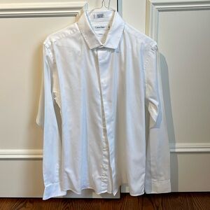 Calvin Klein white cotton sateen dress shirt